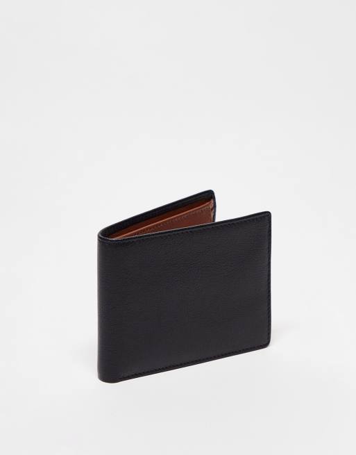 ASOS DESIGN - Sort pung i ægte læder med brun inderside