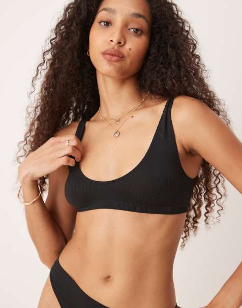 ASOS DESIGN - Sort ribstrikket lingerisæt - view 1