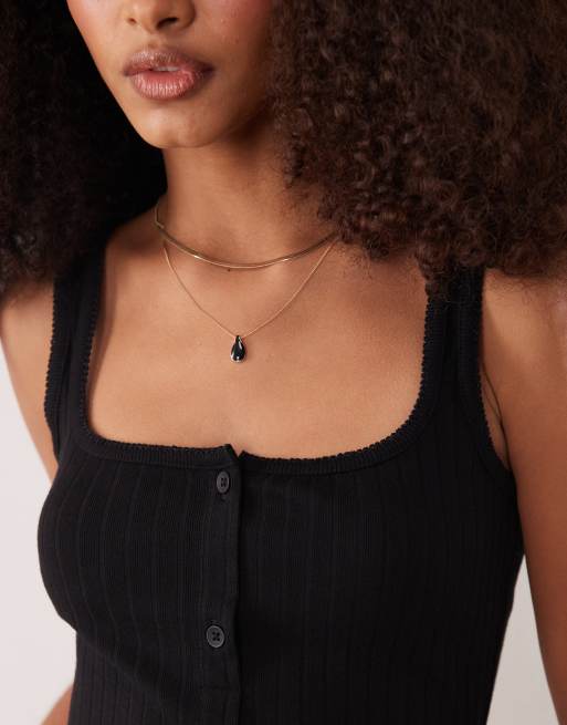 ASOS DESIGN - Sort ribstrikket minikjole med knapper og picot-kanter, 4 af 4
