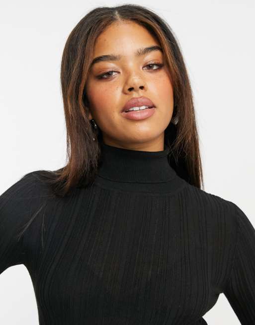 ASOS DESIGN - Sort ribstrikket rullekravetrøje, 3 af 4