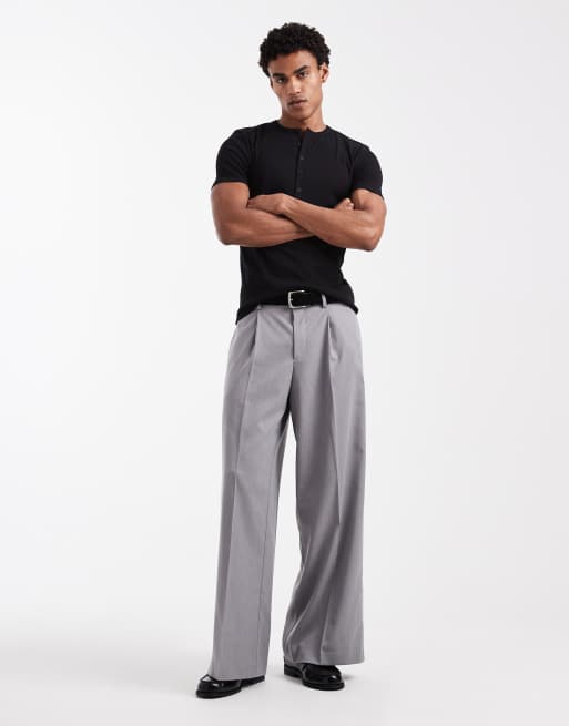 ASOS DESIGN - Sort ribstrikket T-shirt med tætsiddende pasform og henley-hals  , 2 af 5