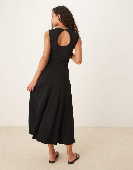 ASOS DESIGN - Sort ærmeløs midi-sundress i bomuld, 3 af 4