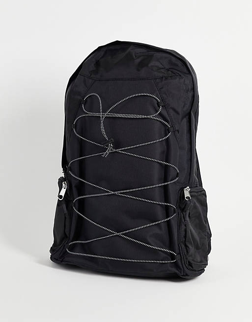 ASOS DESIGN - Sort rygsæk i nylon med elastiksnore