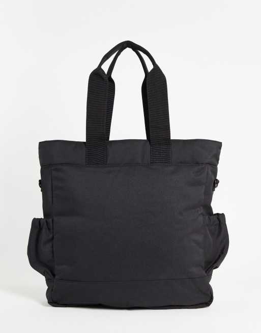 ASOS DESIGN - Sort rygsæk/tote-taske med dobbelte lommer i nylon