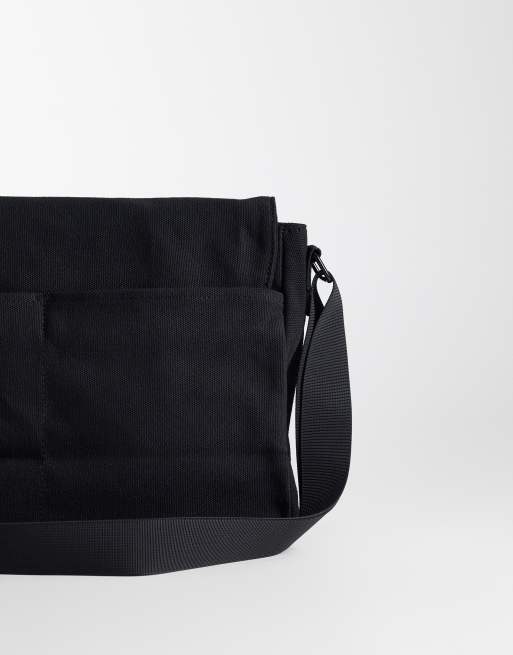 ASOS DESIGN - Sort satchel-taske med crossbody-rem i kanvas, 4 af 4