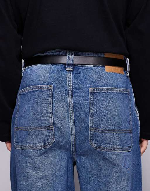 ASOS DESIGN - Sort skinny-bælte i imiteret læder med buet spænde og metalspidser, 3 af 3