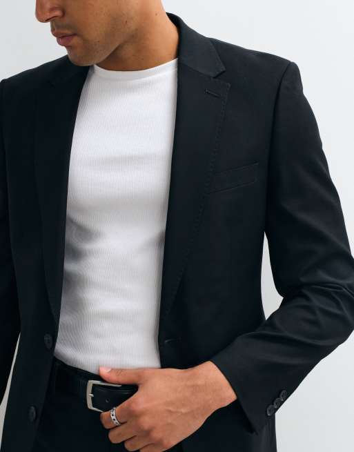 ASOS DESIGN - Sort skinny-habitblazer i vaskbar uld, 2 af 5