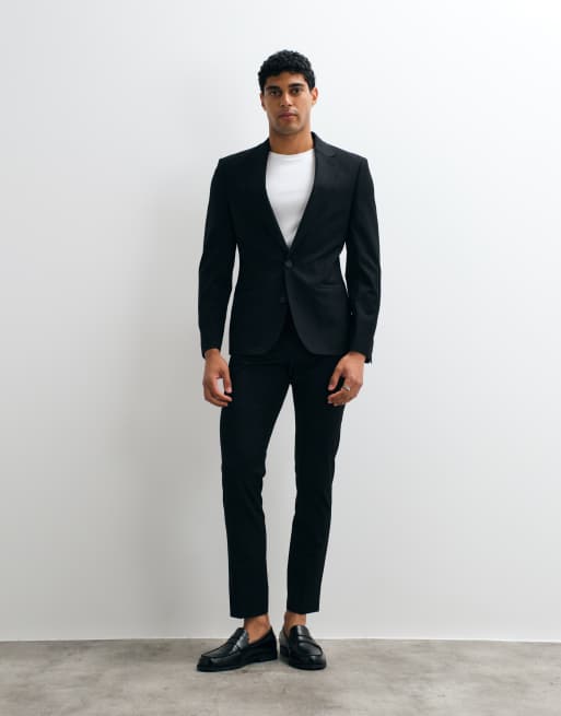 ASOS DESIGN - Sort skinny-habitblazer i vaskbar uld, 4 af 5