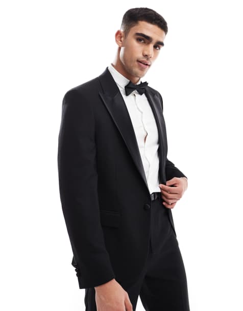 ASOS DESIGN - Sort skinny-smokingjakke med med lavt brud - view 1