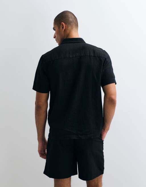 ASOS DESIGN - Sort skjorte i hørblanding i regular fit - Del af sæt, 5 af 5