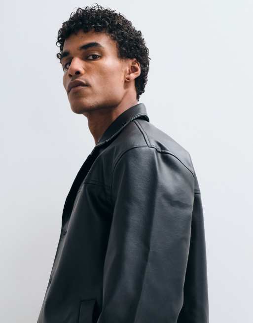 ASOS DESIGN - Sort skjortejakke i imiteret læder, 2 af 5