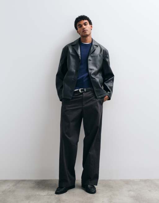 ASOS DESIGN - Sort skjortejakke i imiteret læder, 3 af 5