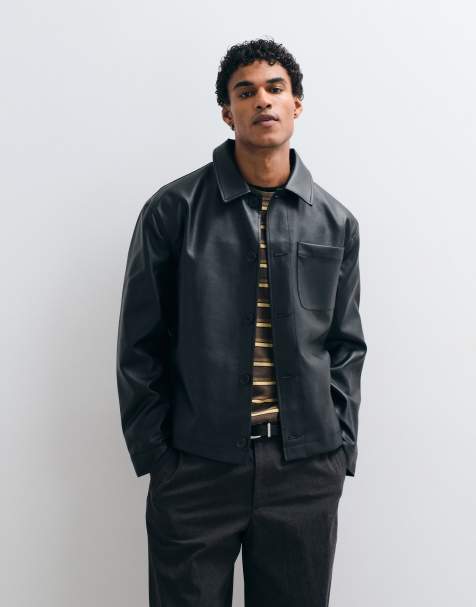 ASOS DESIGN - Sort skjortejakke i imiteret læder - view 1