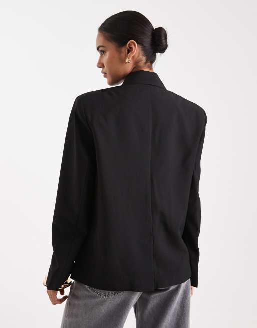 ASOS DESIGN - Sort skræddersyet og afslappet blazer uden for , 4 af 4
