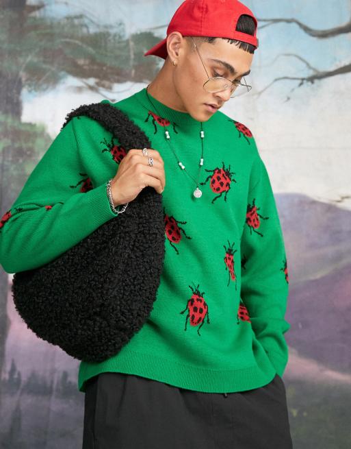 ASOS DESIGN - Sort skuldertaske i imiteret lammeskind 