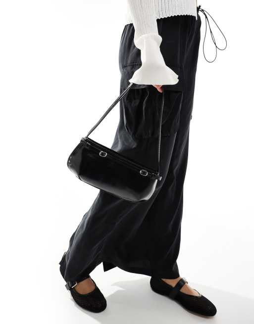 ASOS DESIGN - Sort skuldertaske med spændedetalje, 4 af 4