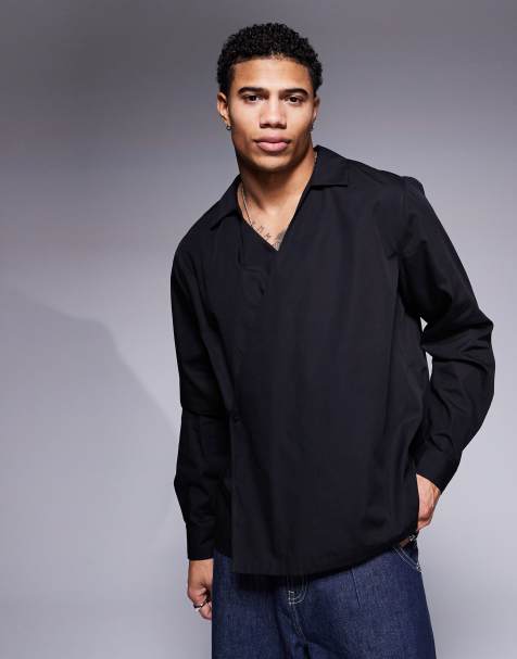 ASOS DESIGN - Sort slå-om-skjorte - view 1