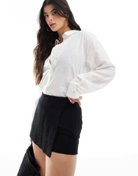 ASOS DESIGN - Sort slå-om-skort i hørlook - view 1