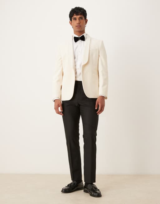 ASOS DESIGN - Sort slim smokingjakke i bomuldsvelour, 2 af 5