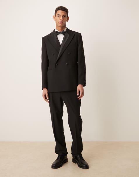 ASOS DESIGN - Sort smal smoking med satindetaljer - view 1