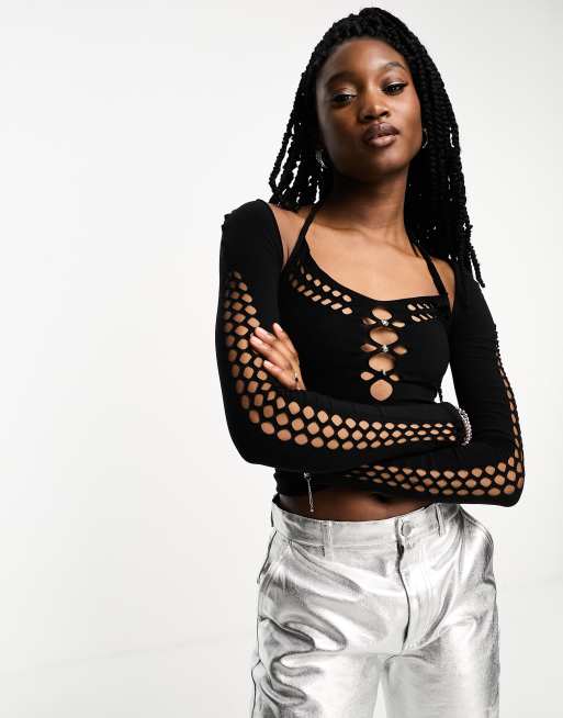 ASOS DESIGN - Sort sømløs overdel