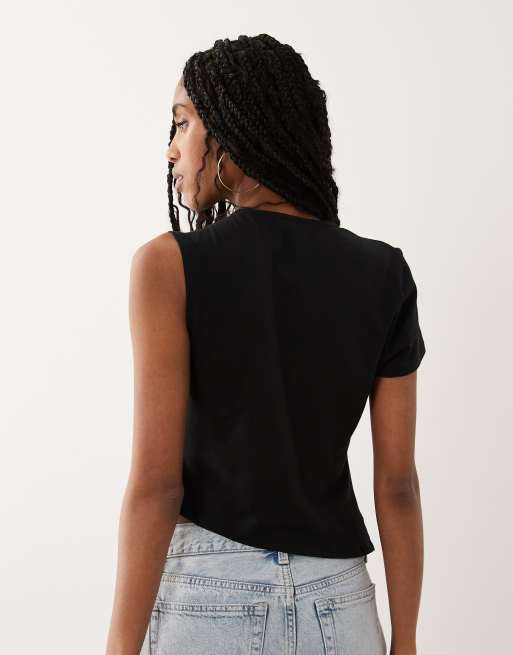 ASOS DESIGN - Sort sæt med top med korte ærmer og drapering, 4 af 4
