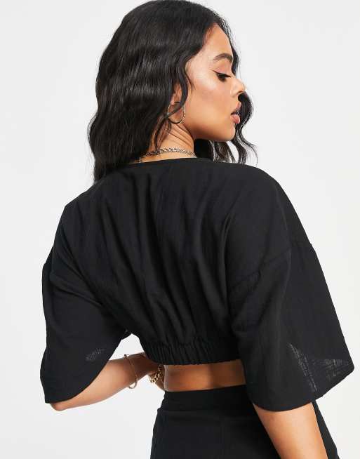 ASOS DESIGN - Sort strandtop med snoet front - Del af sæt, 2 af 4