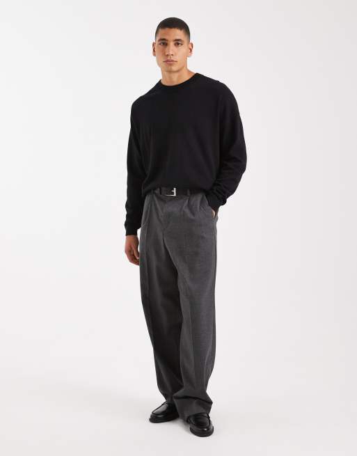 ASOS DESIGN - Sort strikket afslappet T-shirt med lange ærmer og rund hals, 2 af 5