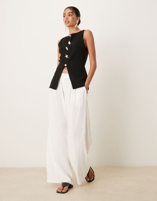 ASOS DESIGN - Sort strikket habitvest med bred halsudskæring og forskellige knapper, 3 af 4
