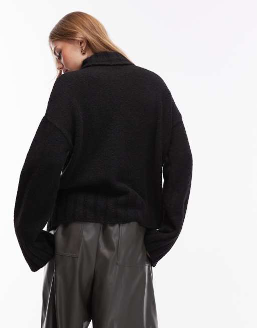 ASOS DESIGN - Sort striktrøje i uldblanding med høj hals, 4 af 4