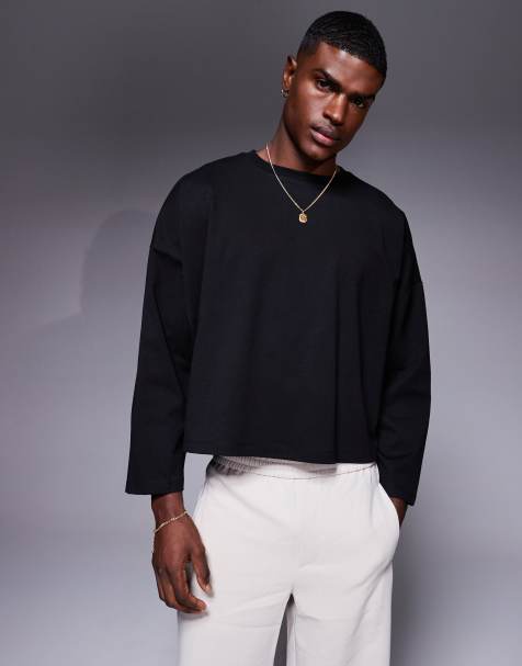ASOS DESIGN - Sort super-oversized firkantet langærmet T-shirt - view 1