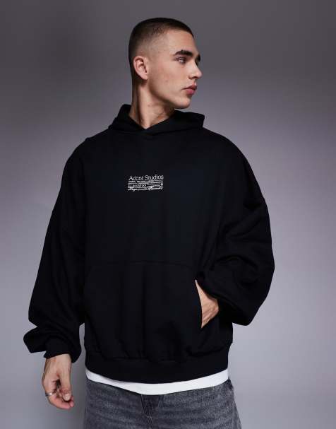 ASOS DESIGN - Sort super-oversized hættetrøje med brystprint - view 1