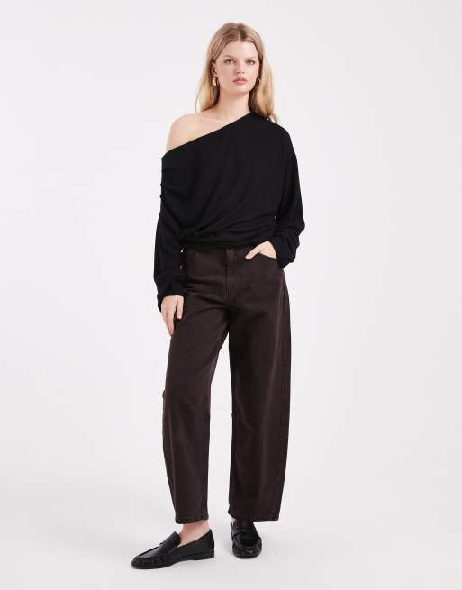 ASOS DESIGN - Sort superblød oversized løstsiddende offshoulder-top, 3 af 4