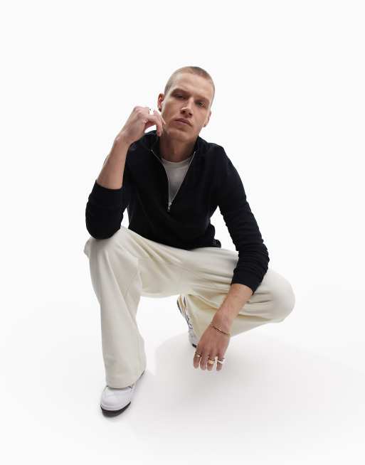 ASOS DESIGN - Sort sweatshirt med halv lynlås