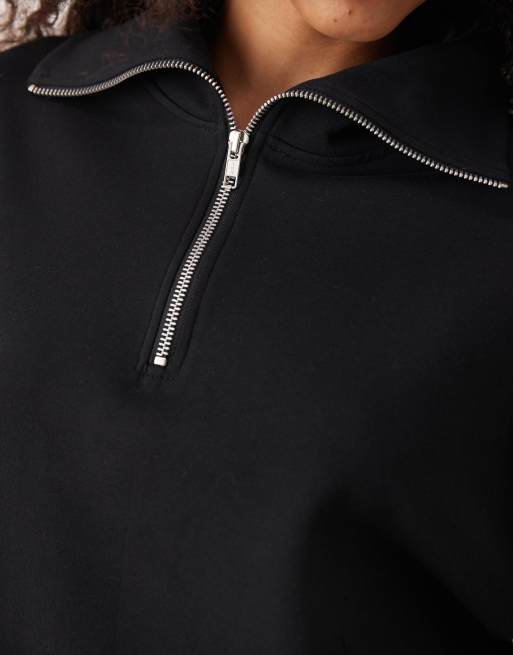 ASOS DESIGN - Sort sweatshirt med lynlås i halsen og interlock-sømme, 3 af 4