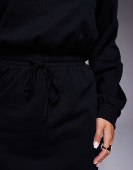 ASOS DESIGN - Sort sweatshirt-minikjole med løbesnor i taljen i bomuld, 3 af 4