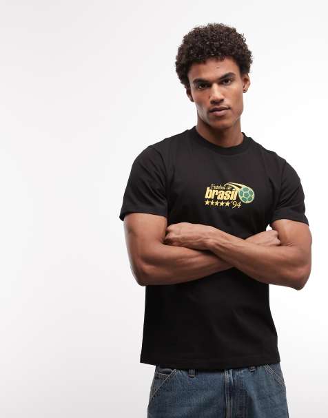 ASOS DESIGN - Sort T-shirt med 'Brasil'-grafik i regular fit - view 1