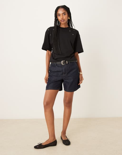 ASOS DESIGN - Sort T-shirt med korsetdetalje og nitteringe, 3 af 4