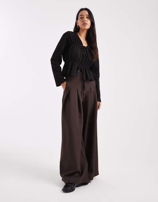 ASOS DESIGN - Sort T-shirt med lange ærmer, bindebånd og paneldetalje, 3 af 4