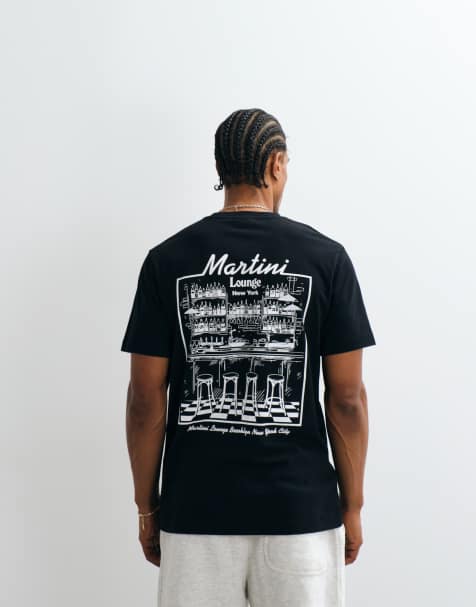 ASOS DESIGN - Sort T-shirt med 'Martini Lounge'-grafik - view 1