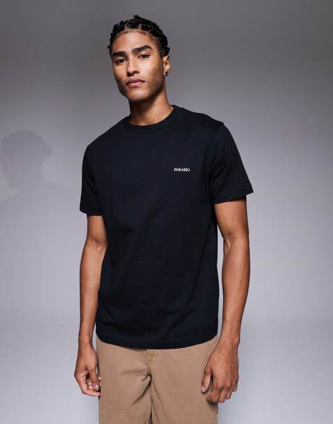 ASOS DESIGN - Sort T-shirt med tekstprint på brystet i regular fit - view 1