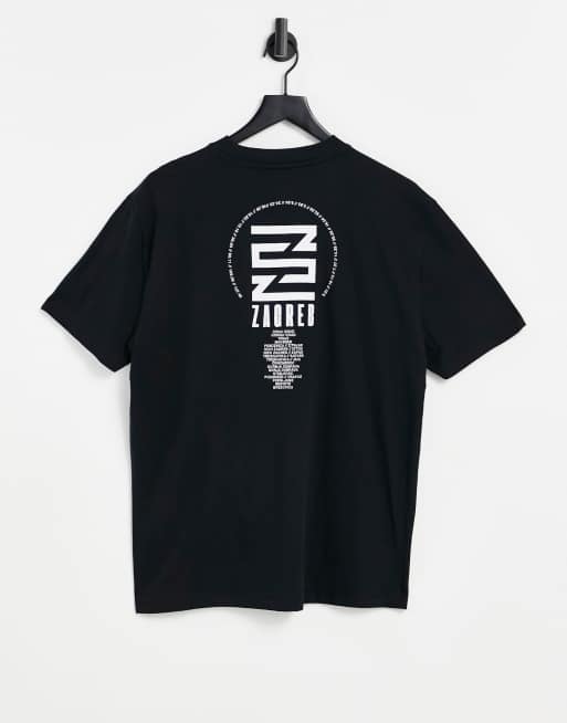 ASOS DESIGN - Sort T-shirt med 'Zagreb'-byprint på ryggen i bomuld i afslappet pasform