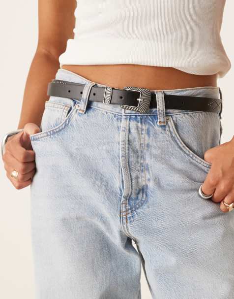 ASOS DESIGN - Sort talje- og hoftebælte til jeans med westerndesign og nitter - view 1