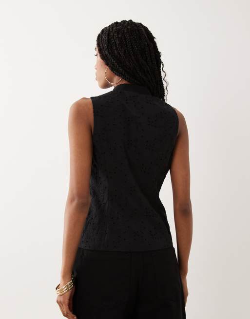ASOS DESIGN - Sort tanktop med kinakrave og broderier, 4 af 4