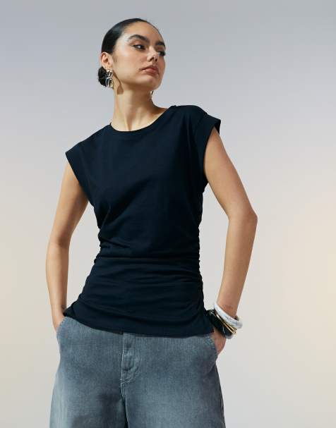 ASOS DESIGN - Sort tanktop med korset-talje og spidse skuldre - view 1