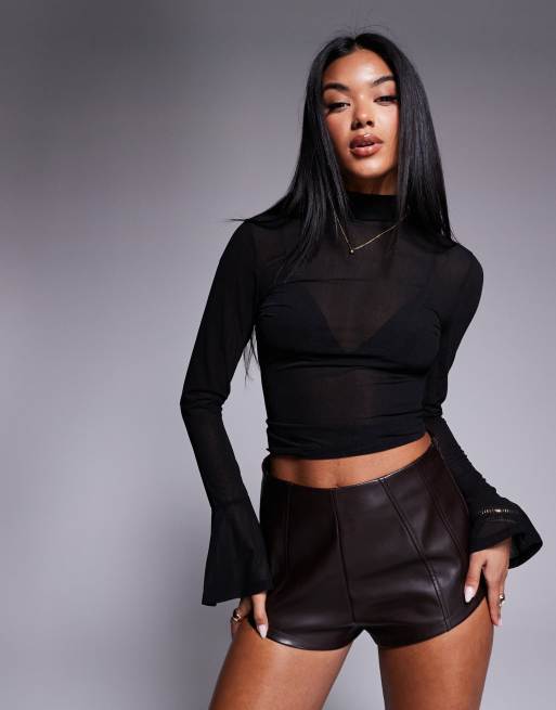 ASOS DESIGN - Sort top med ærmer med svaj og åben ryg med bindedetalje i mesh, 3 af 4