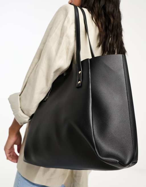 ASOS DESIGN - Sort tote-taske med udtagelig laptop-lomme 