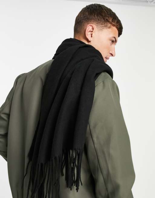 ASOS DESIGN - Sort tæppetørklæde med kvaster, 4 af 4