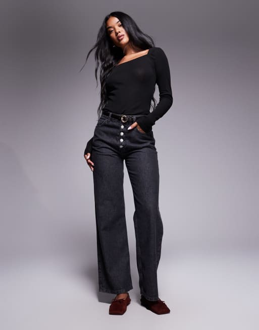 ASOS DESIGN - Sort transparent overdel med bred og dyb rund hals, 2 af 4