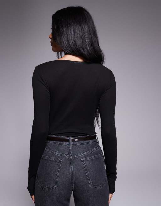 ASOS DESIGN - Sort transparent overdel med bred og dyb rund hals, 4 af 4